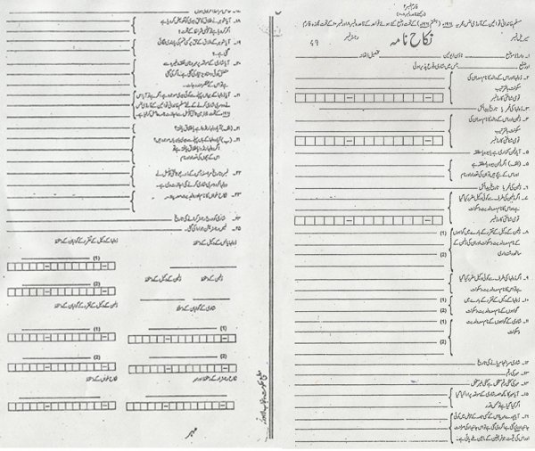 Urdu Nikah Nama Nikah Registration Certificate NADRA Nikah Nama